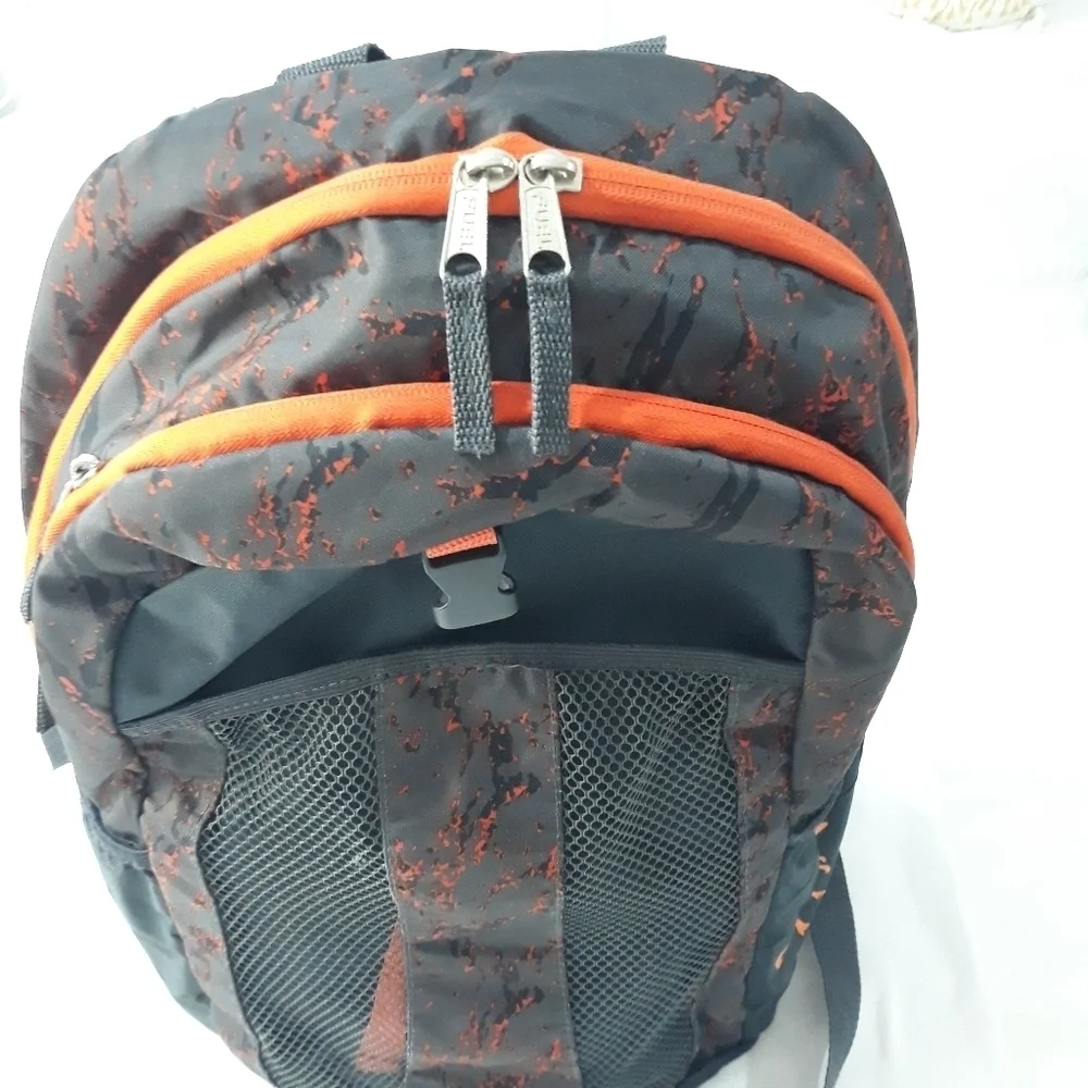 Fuel Backpack Unisex School Backpack with Laptop Pouch Black & Orange Lightweigh